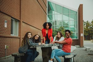 Five students outside of SFCC